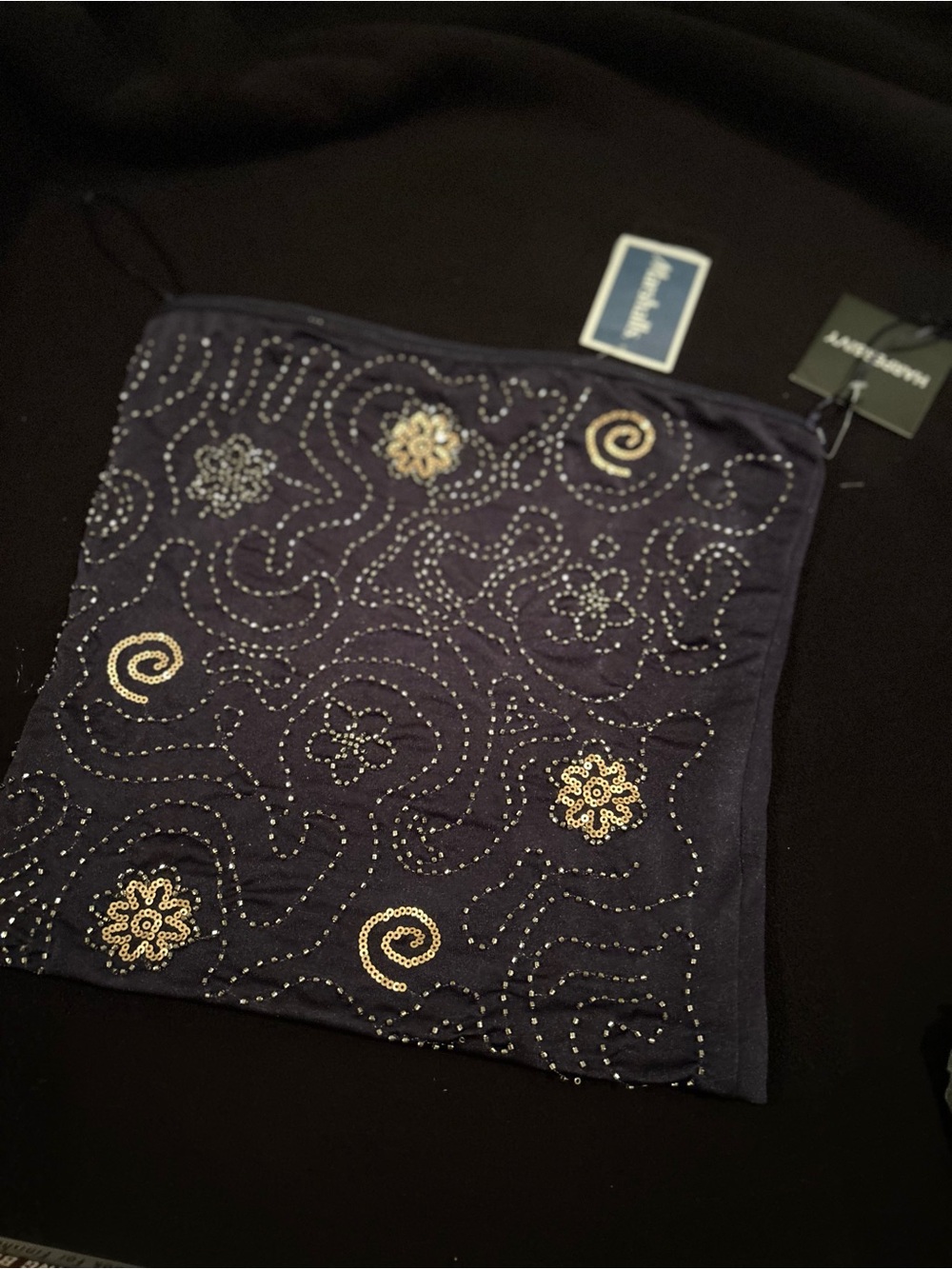 Harper & Ivy navy blue tube top. Embellished size Adult small